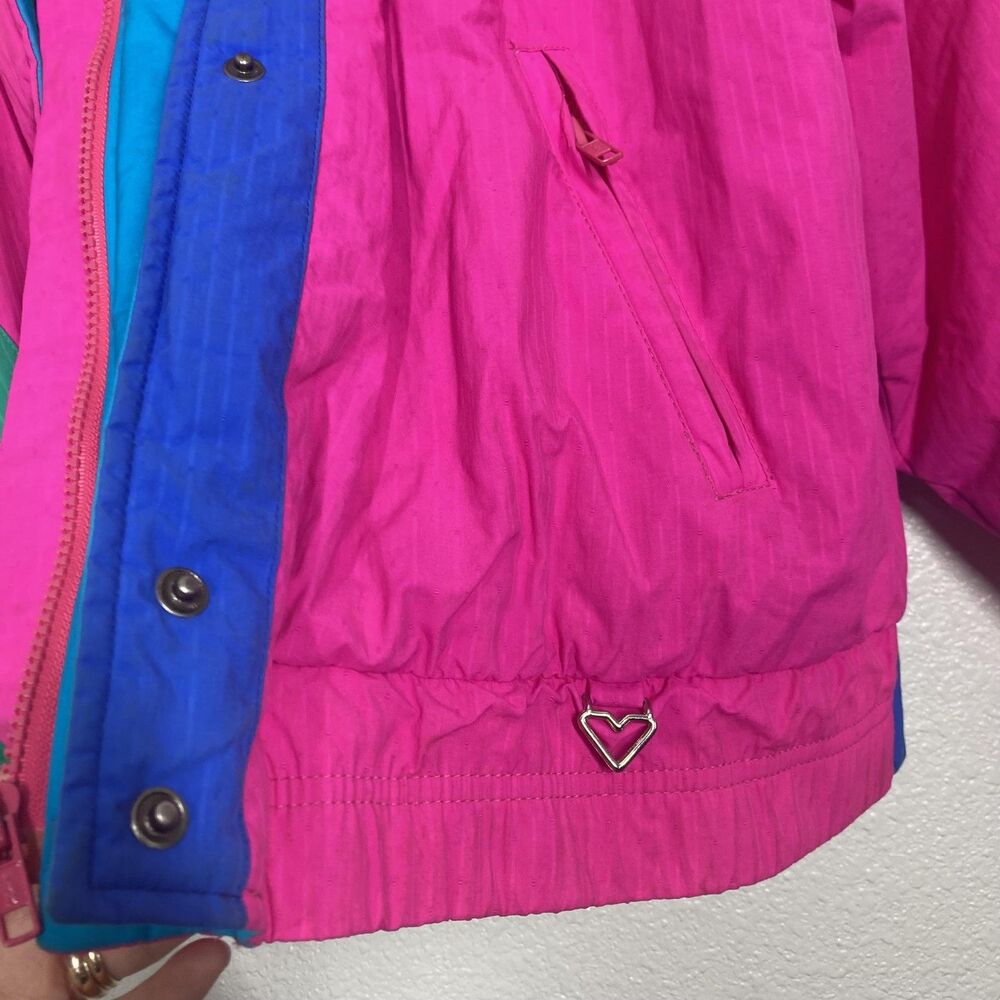 VINTAGE Sport Obermeyer Jacket Womens 8 Pink Colorblock Diamond Ski Puffer 90s - Picture 16 of 16